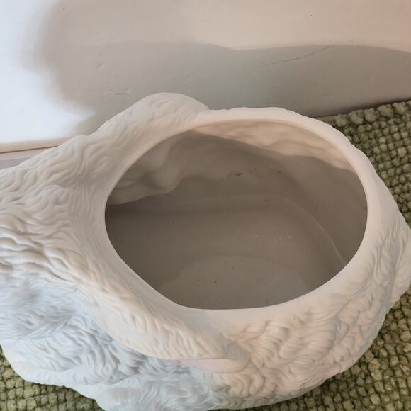 Vintage 1987 FTDA Taiwan White Bunny Rabbit Planter Figurine Easter Cottagecore - Picture 5 of 9